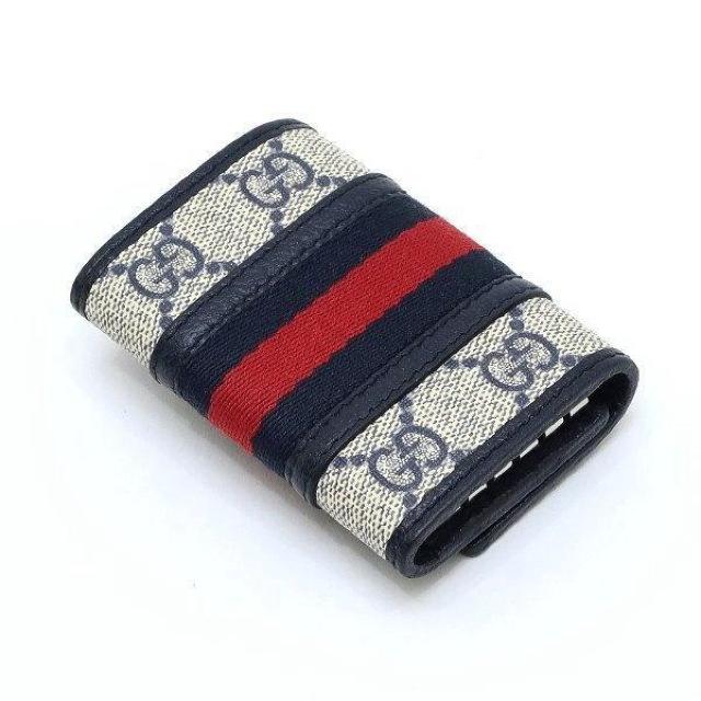 ◆ 本物 美品 ◆ GUCCI グッチ オフィディア 6連キーケース ウェブ シェリー ネイビー 保存袋 箱 人気 603732 < ブランド  ◆ 本物 美品 ◆ GUCCI グッチ オフィディア 6連キーケース ウェブ シェリー ネイビー 保存袋 箱 人気 603732 < ブランドの