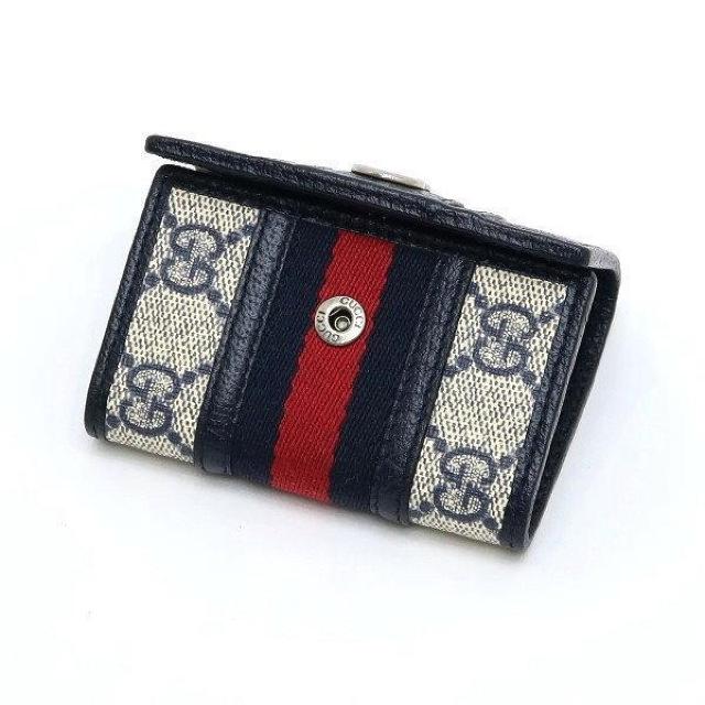 ◆ 本物 美品 ◆ GUCCI グッチ オフィディア 6連キーケース ウェブ シェリー ネイビー 保存袋 箱 人気 603732 < ブランド  ◆ 本物 美品 ◆ GUCCI グッチ オフィディア 6連キーケース ウェブ シェリー ネイビー 保存袋 箱 人気 603732 < ブランドの