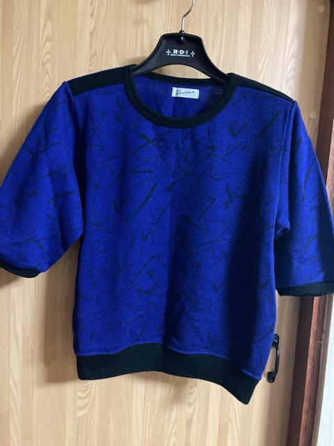 2082.五分袖ニットトップス☆ブルー系柄物☆サイズM < 女性ファッション 2082.五分袖ニットトップス☆ブルー系柄物☆サイズM < 女性ファッションの