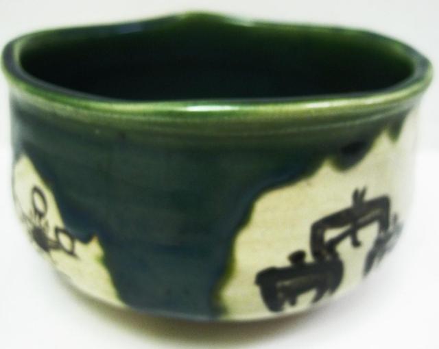 極美品 魯山人先生作 青織部 茶碗 陶々庵 八十二寿 茶器 茶道具 お茶碗 