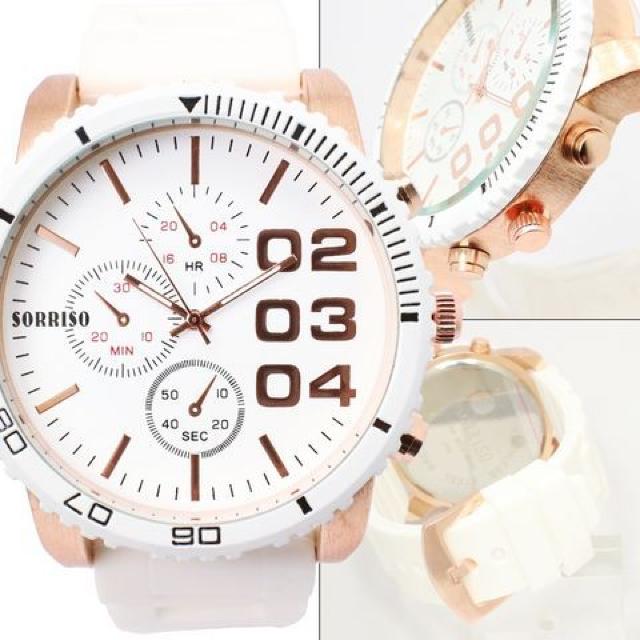 ★NEW★ビックフェース★ラバーベルトモデル時計★WHT < 男性アクセサリー/時計  ★NEW★ビックフェース★ラバーベルトモデル時計★WHT  < 男性アクセサリー/時計の