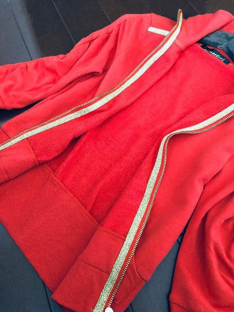 新品〈aimerfeel〉エメフィール ジップアップスウェットジャケ ハーフスリーブ(Mサイズ)RED < 女性ファッション  新品〈aimerfeel〉エメフィール ジップアップスウェットジャケ ハーフスリーブ(Mサイズ)RED < 女性ファッションの