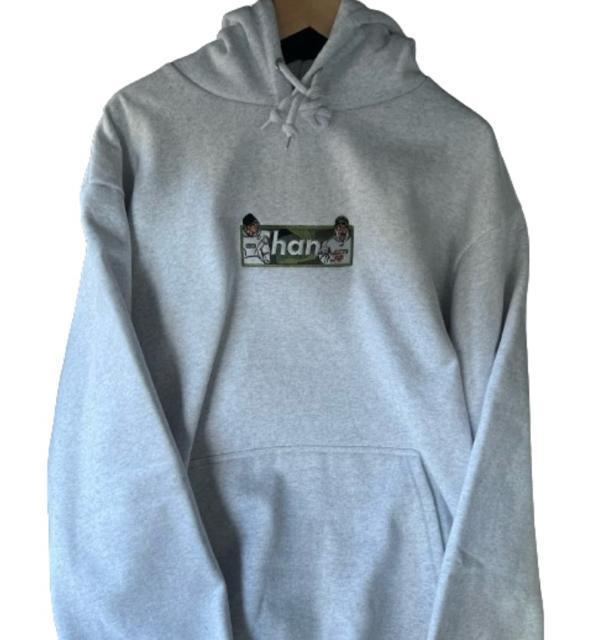 CHANGE FROM APE TO HUMAN BOXLOGO Hooded Sweatshirt(Grey)  jt@bV 