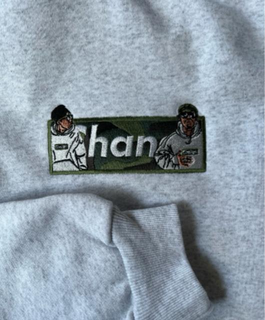 CHANGE FROM APE TO HUMAN BOXLOGO Hooded Sweatshirt(Grey)  jt@bV 