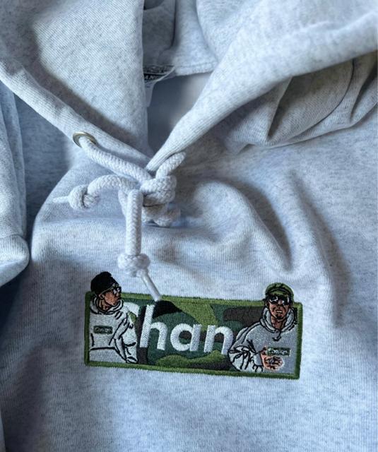 CHANGE FROM APE TO HUMAN BOXLOGO Hooded Sweatshirt(Grey)  jt@bV 
