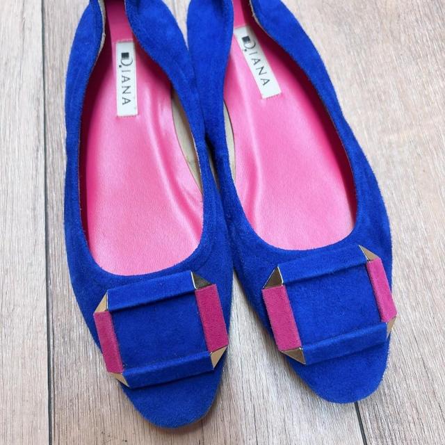 ◆DIANA/ダイアナ◆スエード生地フラットシューズ★フラットパンプス*ブルー24cm*シンプルコーデ♪ < ブランド ◆DIANA/ダイアナ◆スエード生地フラットシューズ★フラットパンプス*ブルー24cm*シンプルコーデ♪ < ブランドの