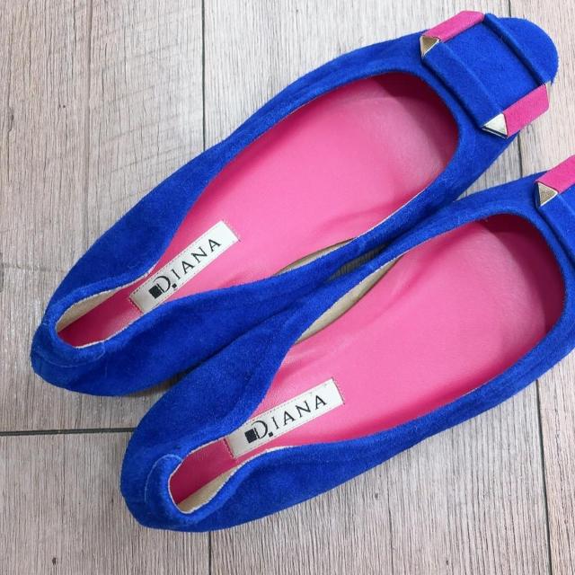 ◆DIANA/ダイアナ◆スエード生地フラットシューズ★フラットパンプス*ブルー24cm*シンプルコーデ♪ < ブランド ◆DIANA/ダイアナ◆スエード生地フラットシューズ★フラットパンプス*ブルー24cm*シンプルコーデ♪ < ブランドの