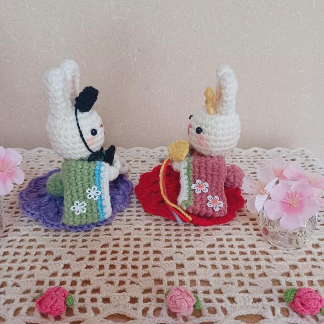 ☆Hand made☆ うさぎさんの桃の節句*ひな祭り*ドイリー*あみぐるみ < ペット/手芸/園芸 ☆Hand made☆ うさぎさんの桃の節句*ひな祭り*ドイリー*あみぐるみ < ペット/手芸/園芸の