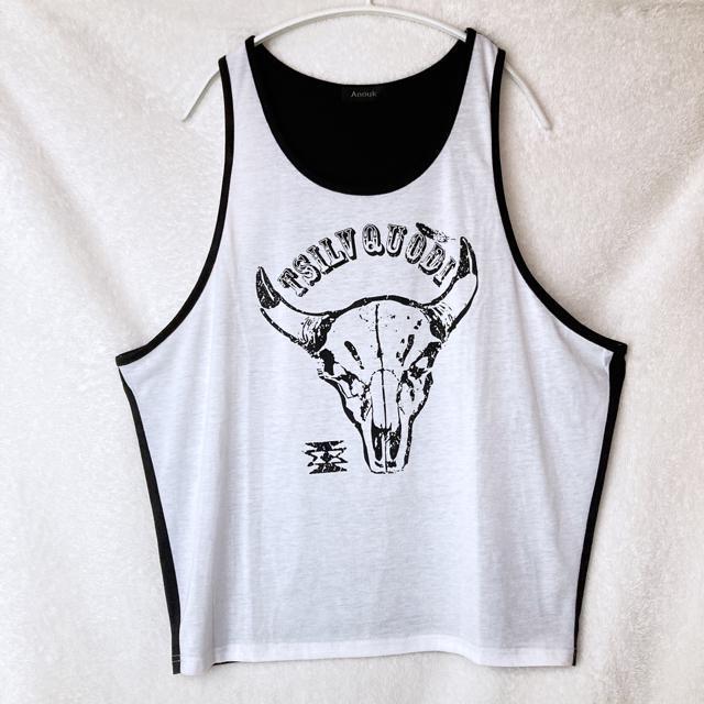 Anouk カウプリント ゆったり タンクトップ  F 古着 Y2K サブカル N2m < 女性ファッション  Anouk カウプリント ゆったり タンクトップ  F 古着 Y2K サブカル N2m  < 女性ファッションの