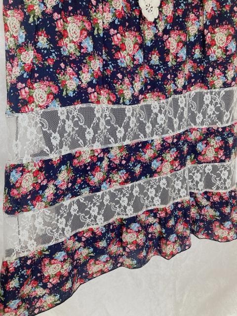 新品 silent worth 花柄 ノースリ Aライン ワンピース ネイビー N2m < 女性ファッション  新品 silent worth 花柄 ノースリ Aライン ワンピース ネイビー N2m < 女性ファッションの