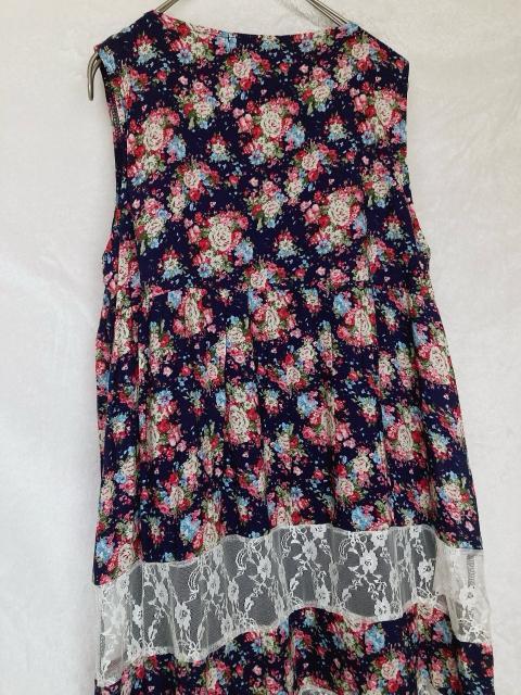 新品 silent worth 花柄 ノースリ Aライン ワンピース ネイビー N2m < 女性ファッション  新品 silent worth 花柄 ノースリ Aライン ワンピース ネイビー N2m < 女性ファッションの