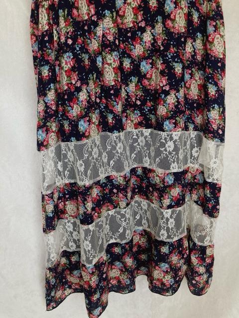 新品 silent worth 花柄 ノースリ Aライン ワンピース ネイビー N2m < 女性ファッション  新品 silent worth 花柄 ノースリ Aライン ワンピース ネイビー N2m < 女性ファッションの