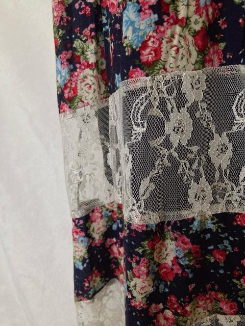 新品 silent worth 花柄 ノースリ Aライン ワンピース ネイビー N2m < 女性ファッション  新品 silent worth 花柄 ノースリ Aライン ワンピース ネイビー N2m < 女性ファッションの