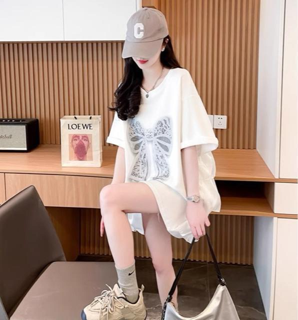 ゆったりtシャツ リボン柄 フリル付き ホワイト 大きいサイズ < 女性ファッション ゆったりtシャツ リボン柄 フリル付き ホワイト 大きいサイズ < 女性ファッションの