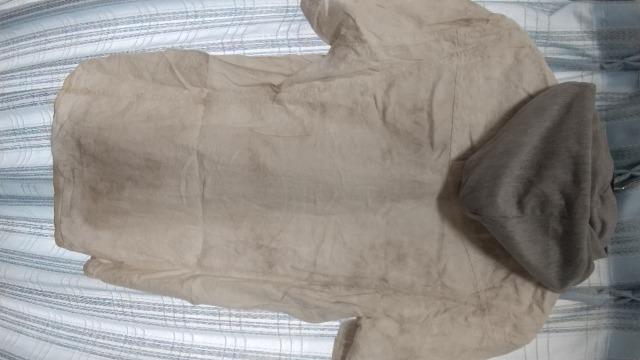 重ね着風〜半袖トップス◆重ね着部分&フード取外し可◆Msize < 男性ファッション  重ね着風〜半袖トップス◆重ね着部分&フード取外し可◆Msize < 男性ファッションの