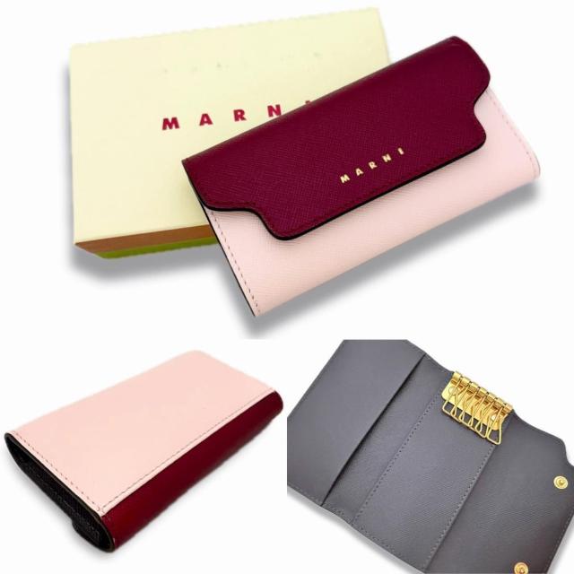 新品マルニMARNIレザー バイカラーキーケース ピンク×ホ < ブランド 新品マルニMARNIレザー バイカラーキーケース ピンク×ホ < ブランドの