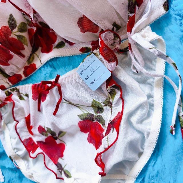 Sexy.。。。F80×LL薔薇柄メッシュレースブラジャー&ショーツセット。。紐パンティーヒモパンローズグラマー大きいサイズ < 女性ファッション  Sexy.。。。F80×LL薔薇柄メッシュレースブラジャー&ショーツセット。。紐パンティーヒモパンローズグラマー大きいサイズ < 女性ファッションの