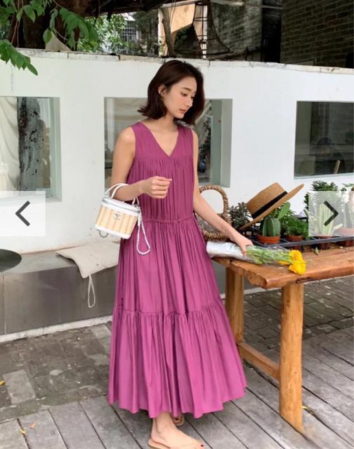 ◆美品◆バースデーバッシュ◆ティアードマキシ丈ワンピース◆アースカラー◆パープル < 女性ファッション ◆美品◆バースデーバッシュ◆ティアードマキシ丈ワンピース◆アースカラー◆パープル < 女性ファッションの