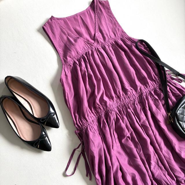 ◆美品◆バースデーバッシュ◆ティアードマキシ丈ワンピース◆アースカラー◆パープル < 女性ファッション ◆美品◆バースデーバッシュ◆ティアードマキシ丈ワンピース◆アースカラー◆パープル < 女性ファッションの