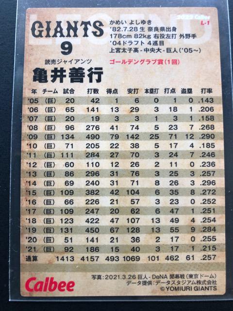 2022カルビー/第1弾L-1サインパラレル版・読売巨人・亀井善行 < トレーディングカード  2022カルビー/第1弾L-1サインパラレル版・読売巨人・亀井善行 < トレーディングカードの