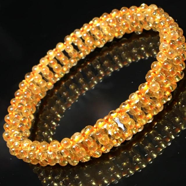 《No.022》高透明度 ゴールドルチルクォーツ 手編み 内径15cm < 女性アクセサリー/時計  《No.022》高透明度 ゴールドルチルクォーツ 手編み 内径15cm < 女性アクセサリー/時計の