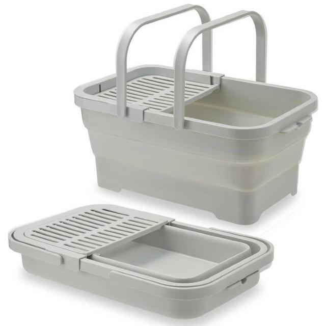 ISETO (伊勢藤) おりたためるバスケット15L ちょい置きトレー付 I-643 グレー 洗車バケツ 掃除 つけ置き洗い < インテリア/ライフ ISETO (伊勢藤) おりたためるバスケット15L ちょい置きトレー付 I-643 グレー 洗車バケツ 掃除 つけ置き洗い < インテリア/ライフの