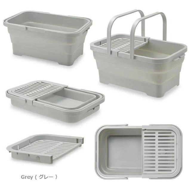 ISETO (伊勢藤) おりたためるバスケット15L ちょい置きトレー付 I-643 グレー 洗車バケツ 掃除 つけ置き洗い < インテリア/ライフ ISETO (伊勢藤) おりたためるバスケット15L ちょい置きトレー付 I-643 グレー 洗車バケツ 掃除 つけ置き洗い < インテリア/ライフの
