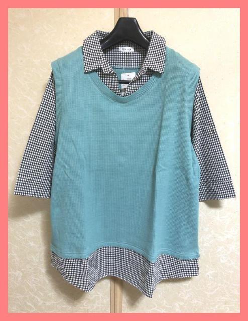 ☆今期新品☆ギンガムチェックシャツドッキングサーマルカットソーチュニックLL☆ < 女性ファッション ☆今期新品☆ギンガムチェックシャツドッキングサーマルカットソーチュニックLL☆ < 女性ファッションの