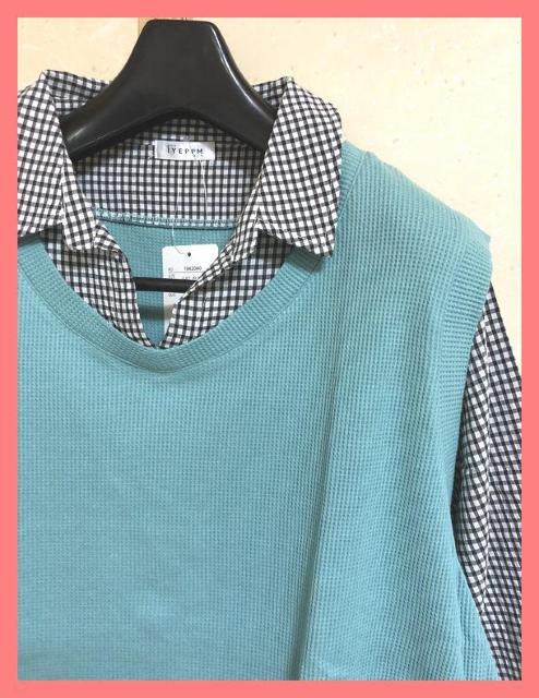 ☆今期新品☆ギンガムチェックシャツドッキングサーマルカットソーチュニックLL☆ < 女性ファッション ☆今期新品☆ギンガムチェックシャツドッキングサーマルカットソーチュニックLL☆ < 女性ファッションの