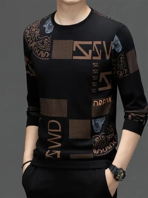 爆ヤス価格1690円★メンズレター&幾何学模様プリントスウェットシャツ、長袖プルオーバー USAサイズS(日本サイズL相当) < 男性ファッション 爆ヤス価格1690円★メンズレター&幾何学模様プリントスウェットシャツ、長袖プルオーバー USAサイズS(日本サイズL相当) < 男性ファッションの