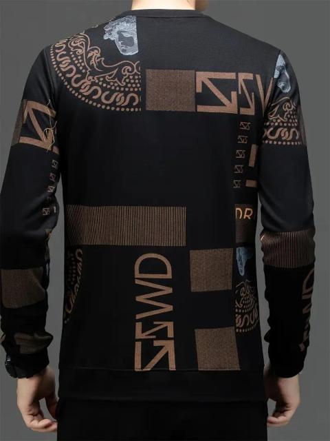 爆ヤス価格1690円★メンズレター&幾何学模様プリントスウェットシャツ、長袖プルオーバー USAサイズS(日本サイズL相当) < 男性ファッション 爆ヤス価格1690円★メンズレター&幾何学模様プリントスウェットシャツ、長袖プルオーバー USAサイズS(日本サイズL相当) < 男性ファッションの