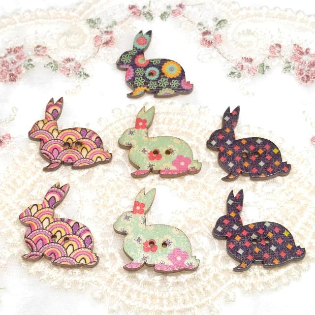 ハンドメイド資材☆ウッドボタン☆うさぎ☆7個セット < ペット/手芸/園芸  ハンドメイド資材☆ウッドボタン☆うさぎ☆7個セット  < ペット/手芸/園芸の