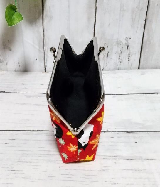 和柄 紅葉 猫 角型がま口 メガネケース ペンケース 小物入れ 多目的ポーチ < 女性ファッション 和柄 紅葉 猫 角型がま口 メガネケース ペンケース 小物入れ 多目的ポーチ < 女性ファッションの