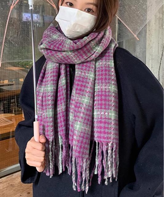 送料無料 新品 チェック柄マフラー 大判 ストール 秋冬 < 女性ファッション  送料無料 新品 チェック柄マフラー 大判 ストール 秋冬 < 女性ファッションの