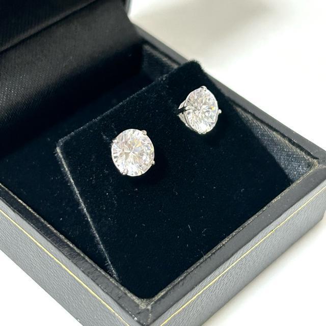 14K ホワイトゴールド スタッド ピアス キュービックジルコニア 7ミリ < 女性アクセサリー/時計 14K ホワイトゴールド スタッド ピアス キュービックジルコニア 7ミリ < 女性アクセサリー/時計の