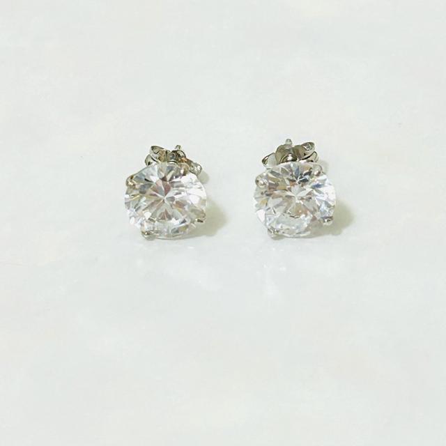 14K ホワイトゴールド スタッド ピアス キュービックジルコニア 7ミリ < 女性アクセサリー/時計 14K ホワイトゴールド スタッド ピアス キュービックジルコニア 7ミリ < 女性アクセサリー/時計の