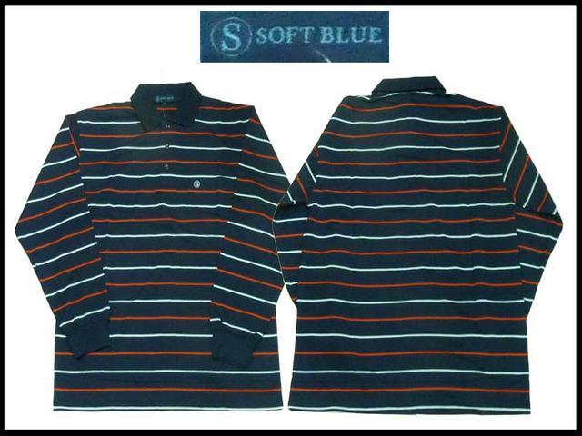 新ボーダーストライプポロー L 紺色 Soft Blue < 男性ファッション  新ボーダーストライプポロー L 紺色 Soft Blue  < 男性ファッションの