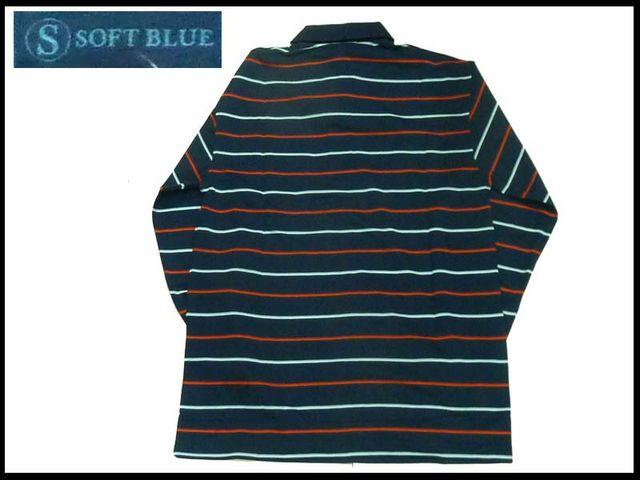 新ボーダーストライプポロー L 紺色 Soft Blue < 男性ファッション  新ボーダーストライプポロー L 紺色 Soft Blue < 男性ファッションの