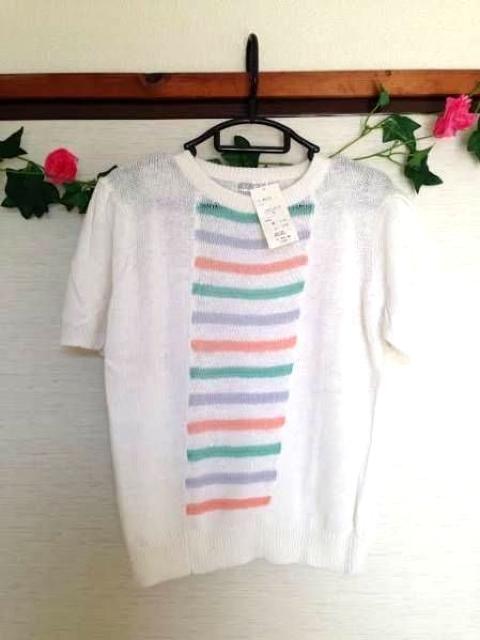 定価9720円◆麻 コットン 半袖 ニット ホワイト 白 M < 女性ファッション  定価9720円◆麻 コットン 半袖 ニット ホワイト 白 M  < 女性ファッションの