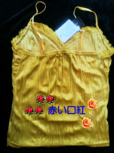 ボリュームレースイエローゴールドキャミソールMサイズ < 女性ファッション  ボリュームレースイエローゴールドキャミソールMサイズ < 女性ファッションの