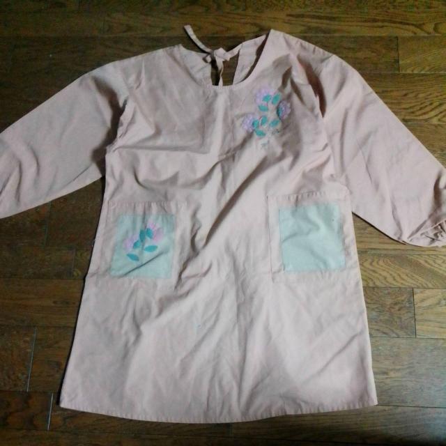 ベージュオレンジ色 割烹着 肩幅49袖丈50着丈82cm 美品 < インテリア/ライフ  ベージュオレンジ色 割烹着 肩幅49袖丈50着丈82cm 美品  < インテリア/ライフの