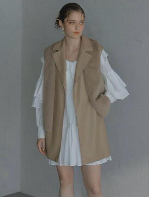 eimyistoireエコファーレイヤードフェイクレザーベストジレエイミーイストワールベージュブラウン2way < 女性ファッション  eimyistoireエコファーレイヤードフェイクレザーベストジレエイミーイストワールベージュブラウン2way  < 女性ファッションの