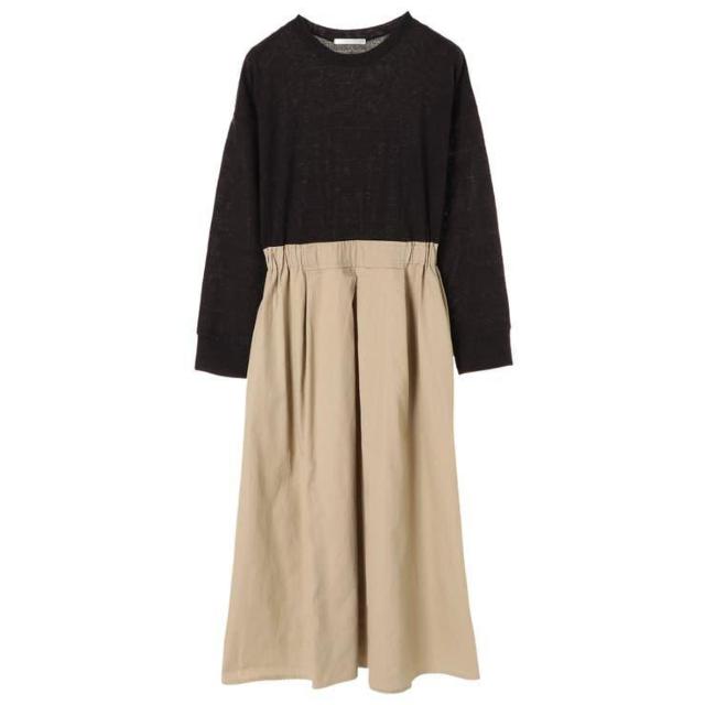 LHELBIE ウエスト切替ドッキングワンピース 新品 < 女性ファッション  LHELBIE ウエスト切替ドッキングワンピース 新品 < 女性ファッションの