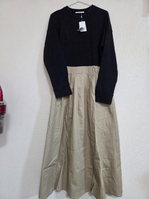 LHELBIE ウエスト切替ドッキングワンピース 新品 < 女性ファッション  LHELBIE ウエスト切替ドッキングワンピース 新品 < 女性ファッションの