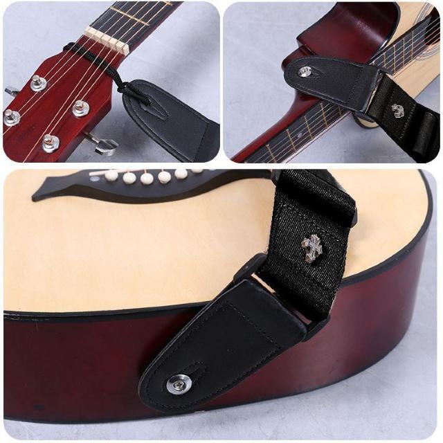 クロスモチーフ 十字架 ギター ストラップ エレキギター アコースティックギター アコギ フォークギター ベース 黒色 < ホビー クロスモチーフ 十字架 ギター ストラップ エレキギター アコースティックギター アコギ フォークギター ベース 黒色 < ホビーの