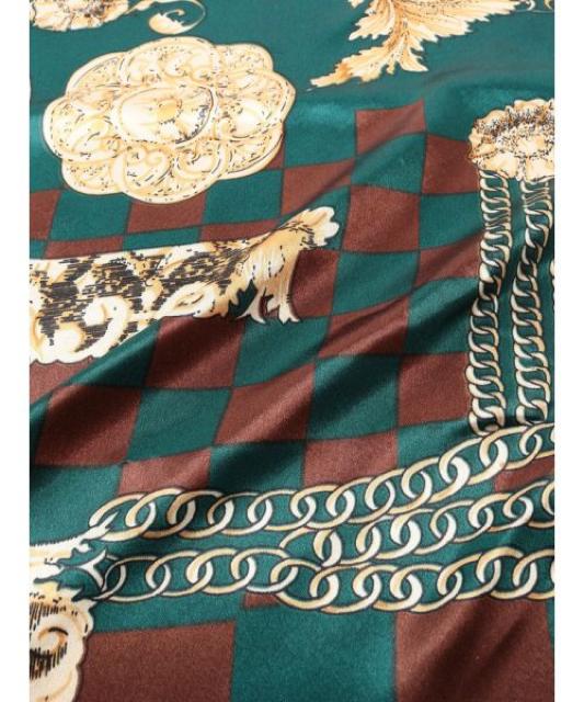 定価3,190円●MURUA ムルーア●チェッカーフラッグスカーフ●緑グリーン●チェーン柄 ヘアアクセサリー ペット < ブランド 定価3,190円●MURUA ムルーア●チェッカーフラッグスカーフ●緑グリーン●チェーン柄 ヘアアクセサリー ペット < ブランドの