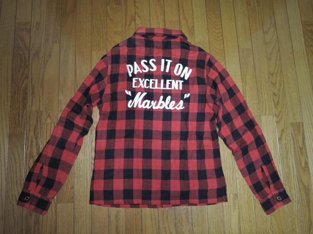 MARBLES マーブルズ 背ロゴ チェックシャツ M 赤黒 刺繍 ステッチ 長袖 TMT < ブランド  MARBLES マーブルズ 背ロゴ チェックシャツ M 赤黒 刺繍 ステッチ 長袖 TMT  < ブランドの
