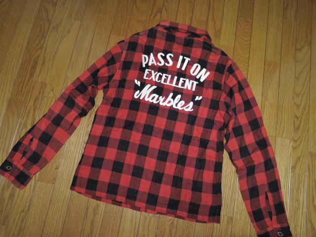 MARBLES マーブルズ 背ロゴ チェックシャツ M 赤黒 刺繍 ステッチ 長袖 TMT < ブランド  MARBLES マーブルズ 背ロゴ チェックシャツ M 赤黒 刺繍 ステッチ 長袖 TMT < ブランドの