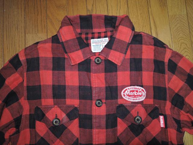 MARBLES マーブルズ 背ロゴ チェックシャツ M 赤黒 刺繍 ステッチ 長袖 TMT < ブランド  MARBLES マーブルズ 背ロゴ チェックシャツ M 赤黒 刺繍 ステッチ 長袖 TMT < ブランドの