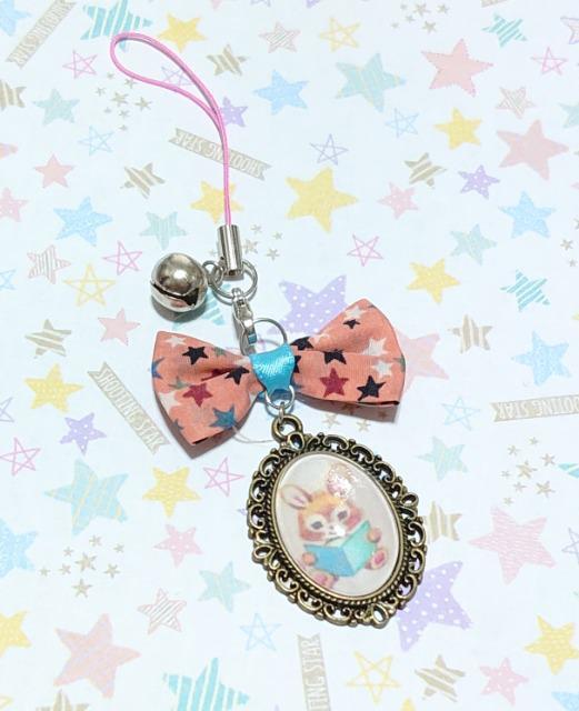 ハンドメイド♪カボションチャームストラップ★レトロアニマル・星柄リボン★うさぎ@【クリスマスオーナメントにも】 < ペット/手芸/園芸 ハンドメイド♪カボションチャームストラップ★レトロアニマル・星柄リボン★うさぎ@【クリスマスオーナメントにも】 < ペット/手芸/園芸の